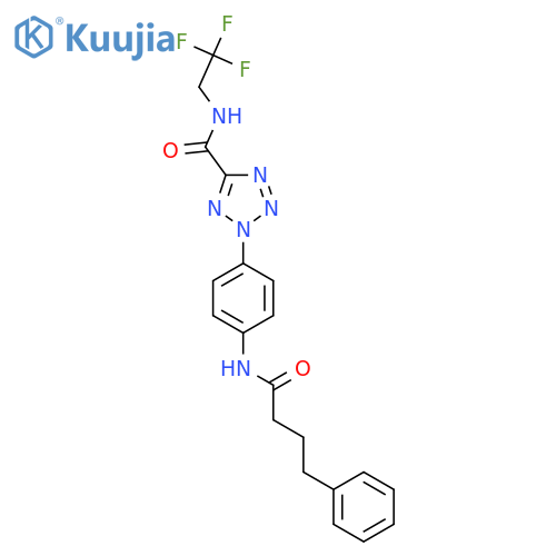 2-4-(4-phenylbutanamido)phenyl-N-(2,2,2-trifluoroethyl)-2H-1,2,3,4-tetrazole-5-carboxamide structure
