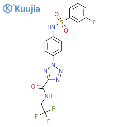 2-4-(3-fluorobenzenesulfonamido)phenyl-N-(2,2,2-trifluoroethyl)-2H-1,2,3,4-tetrazole-5-carboxamide structure