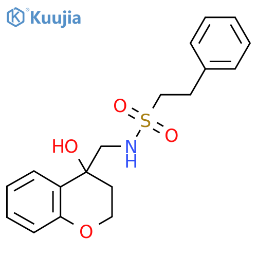 N-(4-hydroxy-3,4-dihydro-2H-1-benzopyran-4-yl)methyl-2-phenylethane-1-sulfonamide structure