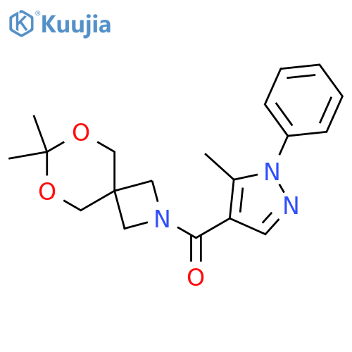 7,7-dimethyl-2-(5-methyl-1-phenyl-1H-pyrazole-4-carbonyl)-6,8-dioxa-2-azaspiro3.5nonane structure