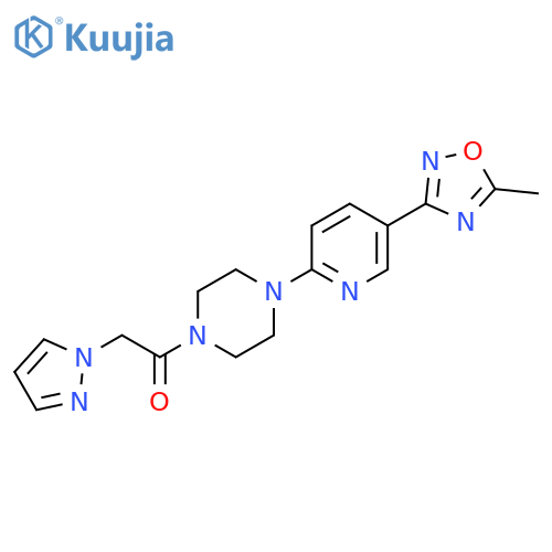 1-{4-5-(5-methyl-1,2,4-oxadiazol-3-yl)pyridin-2-ylpiperazin-1-yl}-2-(1H-pyrazol-1-yl)ethan-1-one structure