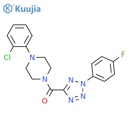 1-(2-chlorophenyl)-4-[2-(4-fluorophenyl)-2H-1,2,3,4-tetrazole-5-carbonyl]piperazine structure