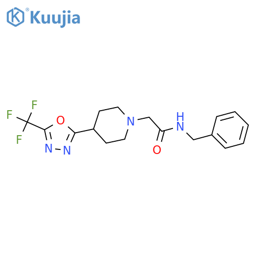 N-benzyl-2-{4-5-(trifluoromethyl)-1,3,4-oxadiazol-2-ylpiperidin-1-yl}acetamide structure