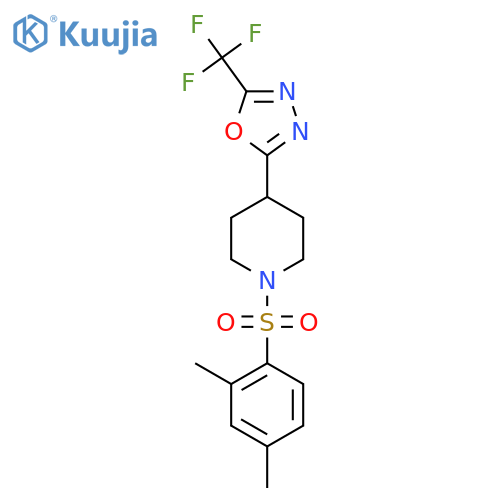 1-(2,4-dimethylbenzenesulfonyl)-4-5-(trifluoromethyl)-1,3,4-oxadiazol-2-ylpiperidine structure