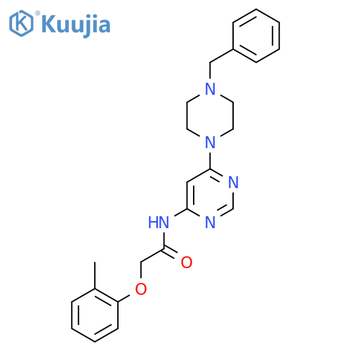 N-6-(4-benzylpiperazin-1-yl)pyrimidin-4-yl-2-(2-methylphenoxy)acetamide structure