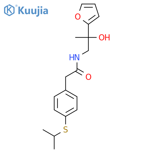 N-2-(furan-2-yl)-2-hydroxypropyl-2-4-(propan-2-ylsulfanyl)phenylacetamide structure