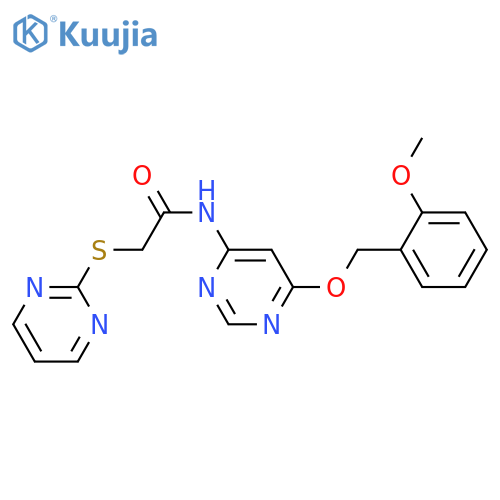 N-{6-[(2-methoxyphenyl)methoxy]pyrimidin-4-yl}-2-(pyrimidin-2-ylsulfanyl)acetamide structure
