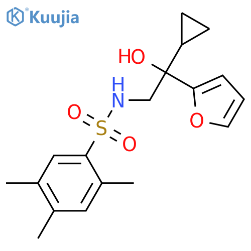 N-2-cyclopropyl-2-(furan-2-yl)-2-hydroxyethyl-2,4,5-trimethylbenzene-1-sulfonamide structure