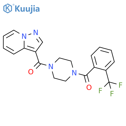 1-{pyrazolo[1,5-a]pyridine-3-carbonyl}-4-[2-(trifluoromethyl)benzoyl]piperazine structure