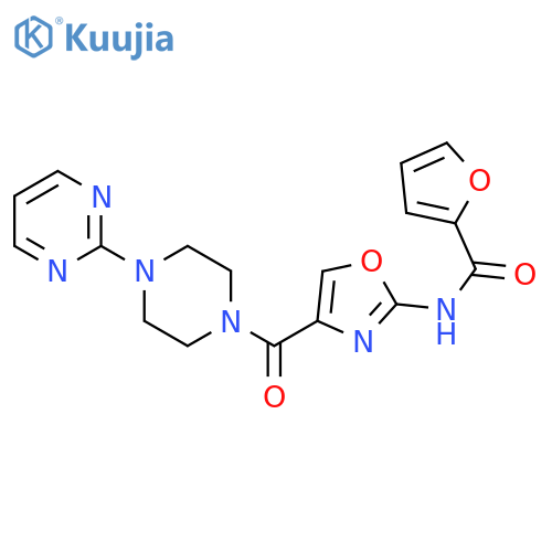 N-{4-4-(pyrimidin-2-yl)piperazine-1-carbonyl-1,3-oxazol-2-yl}furan-2-carboxamide structure