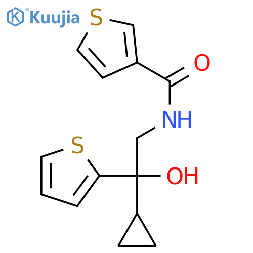 N-2-cyclopropyl-2-hydroxy-2-(thiophen-2-yl)ethylthiophene-3-carboxamide structure