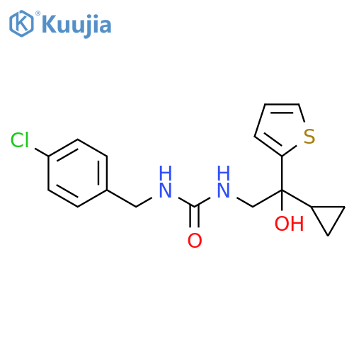 1-(4-chlorophenyl)methyl-3-2-cyclopropyl-2-hydroxy-2-(thiophen-2-yl)ethylurea structure