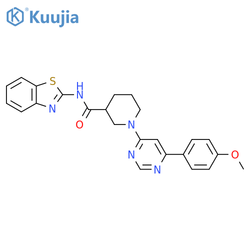 N-(1,3-benzothiazol-2-yl)-1-6-(4-methoxyphenyl)pyrimidin-4-ylpiperidine-3-carboxamide structure