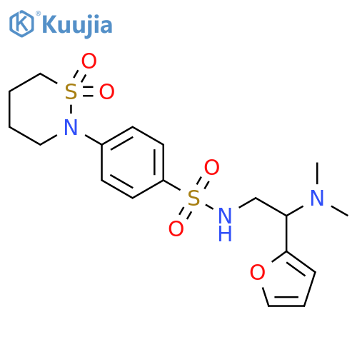 N-[2-(dimethylamino)-2-(furan-2-yl)ethyl]-4-(1,1-dioxo-1lambda6,2-thiazinan-2-yl)benzene-1-sulfonamide structure