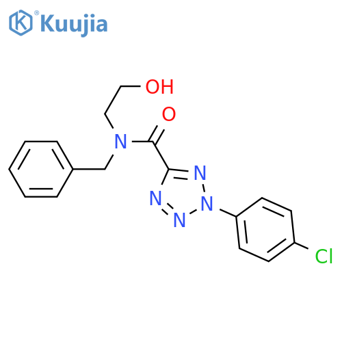 N-benzyl-2-(4-chlorophenyl)-N-(2-hydroxyethyl)-2H-1,2,3,4-tetrazole-5-carboxamide structure