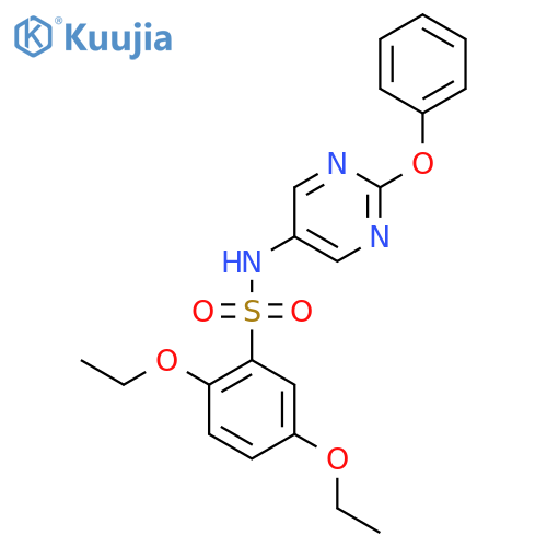 2,5-diethoxy-N-(2-phenoxypyrimidin-5-yl)benzene-1-sulfonamide structure