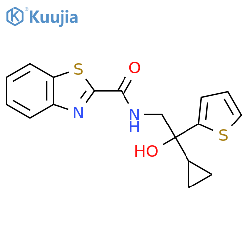N-[2-cyclopropyl-2-hydroxy-2-(thiophen-2-yl)ethyl]-1,3-benzothiazole-2-carboxamide structure