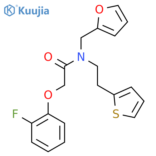 2-(2-fluorophenoxy)-N-(furan-2-yl)methyl-N-2-(thiophen-2-yl)ethylacetamide structure
