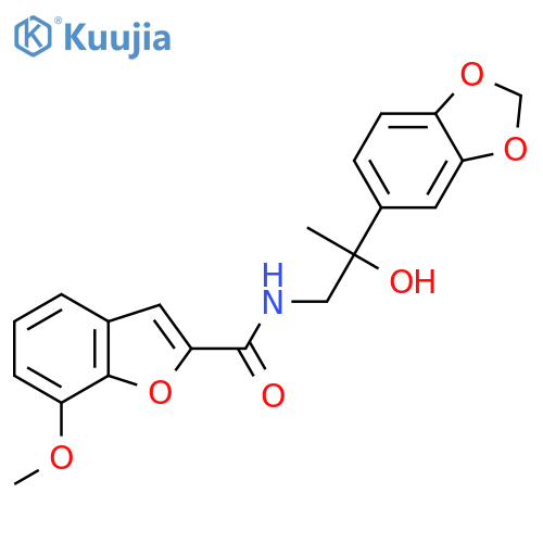 N-2-(2H-1,3-benzodioxol-5-yl)-2-hydroxypropyl-7-methoxy-1-benzofuran-2-carboxamide structure