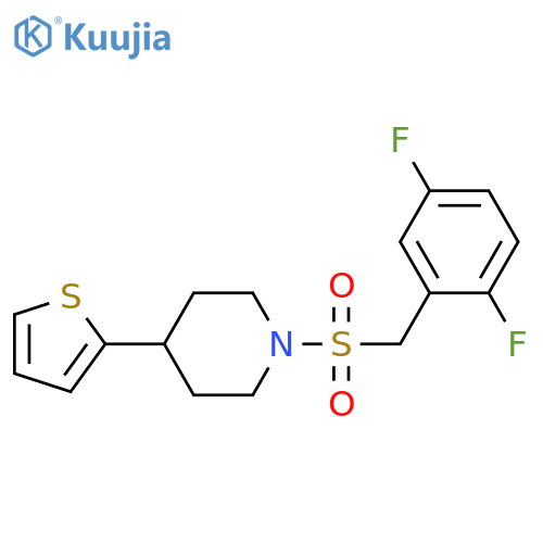 1-(2,5-difluorophenyl)methanesulfonyl-4-(thiophen-2-yl)piperidine structure