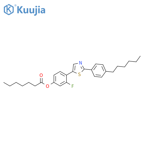 Heptanoic acid, 3-fluoro-4-[2-(4-hexylphenyl)-5-thiazolyl]phenyl ester structure