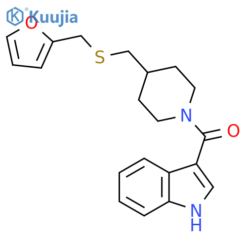 3-[4-({[(furan-2-yl)methyl]sulfanyl}methyl)piperidine-1-carbonyl]-1H-indole structure