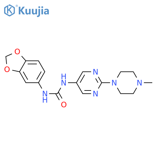 3-(2H-1,3-benzodioxol-5-yl)-1-2-(4-methylpiperazin-1-yl)pyrimidin-5-ylurea structure