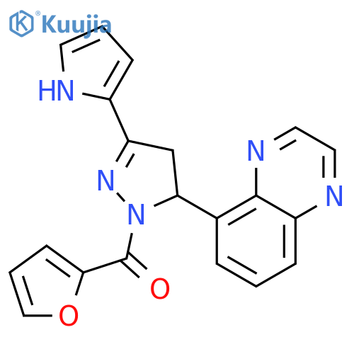 5-[1-(furan-2-carbonyl)-3-(1H-pyrrol-2-yl)-4,5-dihydro-1H-pyrazol-5-yl]quinoxaline structure