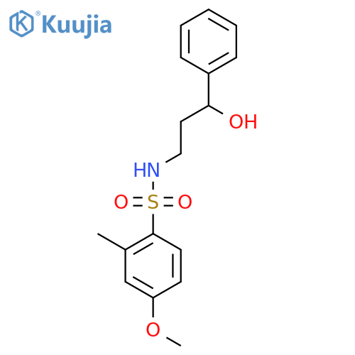 N-(3-hydroxy-3-phenylpropyl)-4-methoxy-2-methylbenzene-1-sulfonamide structure
