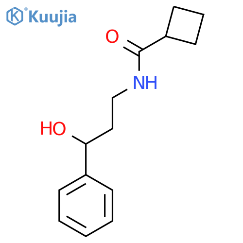 N-(3-hydroxy-3-phenylpropyl)cyclobutanecarboxamide structure