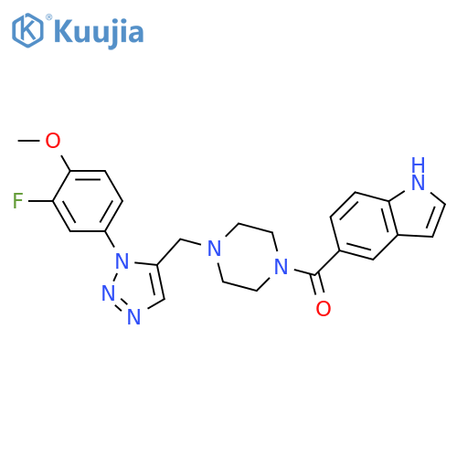 5-(4-{1-(3-fluoro-4-methoxyphenyl)-1H-1,2,3-triazol-5-ylmethyl}piperazine-1-carbonyl)-1H-indole structure