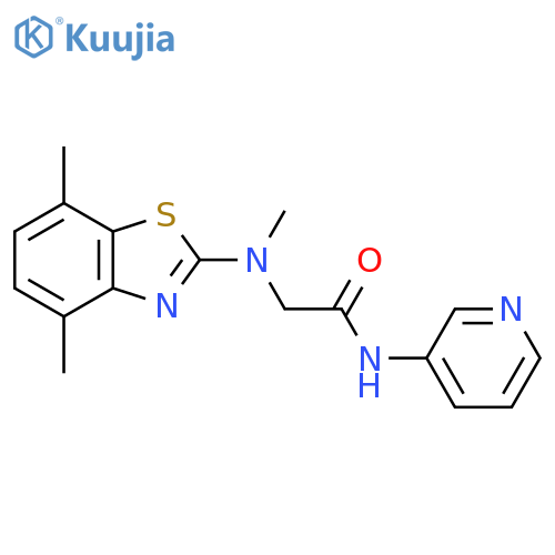 2-(4,7-dimethyl-1,3-benzothiazol-2-yl)(methyl)amino-N-(pyridin-3-yl)acetamide structure