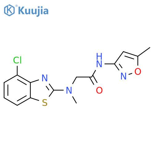 2-(4-chloro-1,3-benzothiazol-2-yl)(methyl)amino-N-(5-methyl-1,2-oxazol-3-yl)acetamide structure