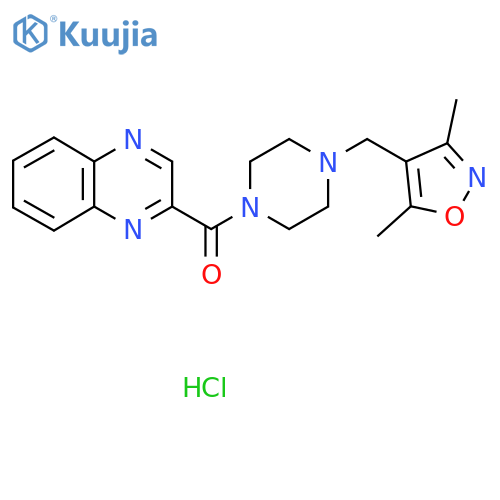 2-{4-(3,5-dimethyl-1,2-oxazol-4-yl)methylpiperazine-1-carbonyl}quinoxaline hydrochloride structure