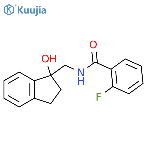 2-fluoro-N-(1-hydroxy-2,3-dihydro-1H-inden-1-yl)methylbenzamide structure