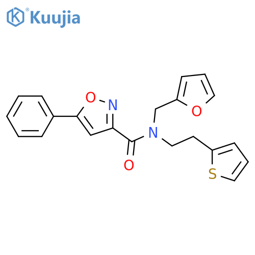 N-[(furan-2-yl)methyl]-5-phenyl-N-[2-(thiophen-2-yl)ethyl]-1,2-oxazole-3-carboxamide structure