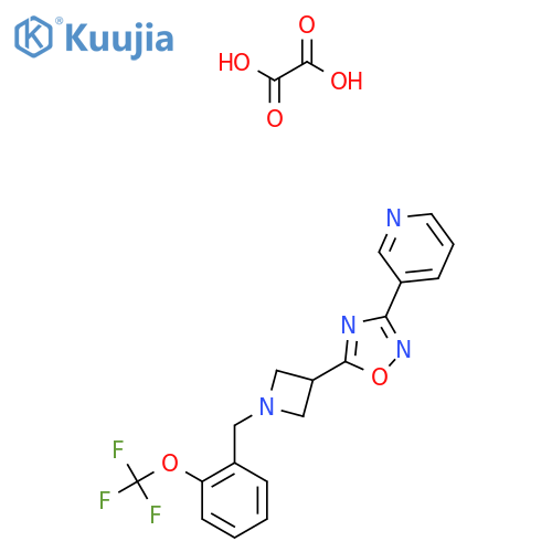 3-5-(1-{2-(trifluoromethoxy)phenylmethyl}azetidin-3-yl)-1,2,4-oxadiazol-3-ylpyridine; oxalic acid structure