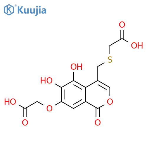 Acetic acid,[[[7-(carboxymethoxy)-5,6-dihydroxy-1-oxo-1H-2-benzopyran-4-yl]methyl]thio]- structure