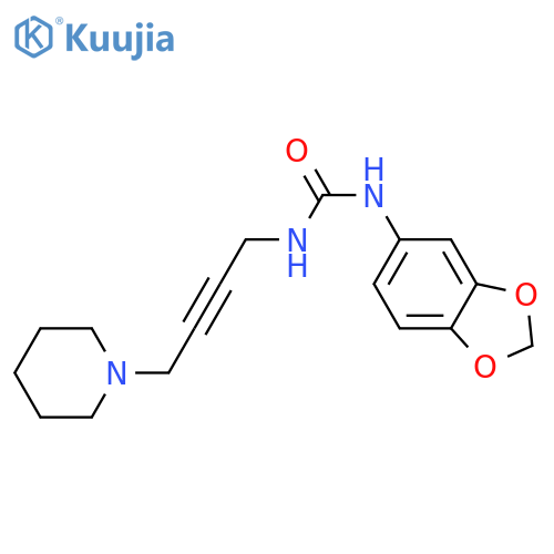 3-(2H-1,3-benzodioxol-5-yl)-1-4-(piperidin-1-yl)but-2-yn-1-ylurea structure