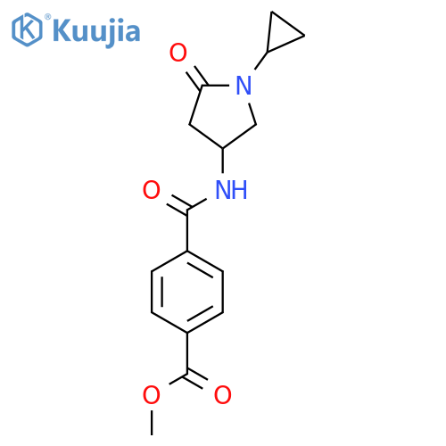 Methyl 4-((1-cyclopropyl-5-oxopyrrolidin-3-yl)carbamoyl)benzoate structure