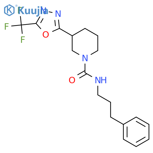 N-(3-phenylpropyl)-3-5-(trifluoromethyl)-1,3,4-oxadiazol-2-ylpiperidine-1-carboxamide structure