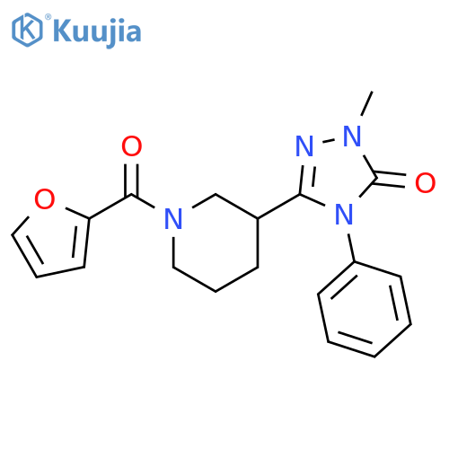 3-1-(furan-2-carbonyl)piperidin-3-yl-1-methyl-4-phenyl-4,5-dihydro-1H-1,2,4-triazol-5-one structure