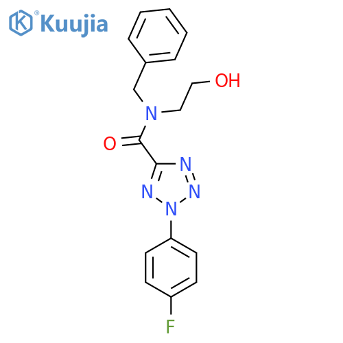 N-benzyl-2-(4-fluorophenyl)-N-(2-hydroxyethyl)-2H-1,2,3,4-tetrazole-5-carboxamide structure