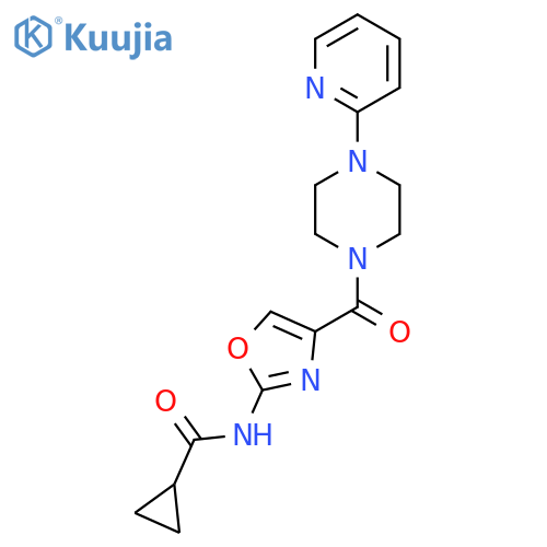 N-{4-4-(pyridin-2-yl)piperazine-1-carbonyl-1,3-oxazol-2-yl}cyclopropanecarboxamide structure