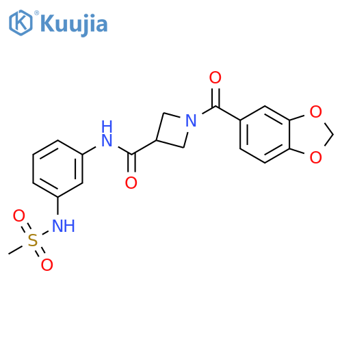 1-(2H-1,3-benzodioxole-5-carbonyl)-N-(3-methanesulfonamidophenyl)azetidine-3-carboxamide structure