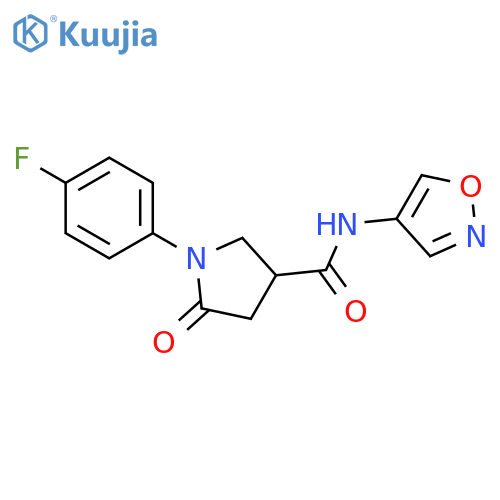 1-(4-fluorophenyl)-N-(1,2-oxazol-4-yl)-5-oxopyrrolidine-3-carboxamide structure