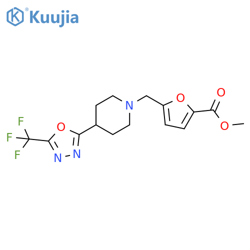 methyl 5-({4-5-(trifluoromethyl)-1,3,4-oxadiazol-2-ylpiperidin-1-yl}methyl)furan-2-carboxylate structure