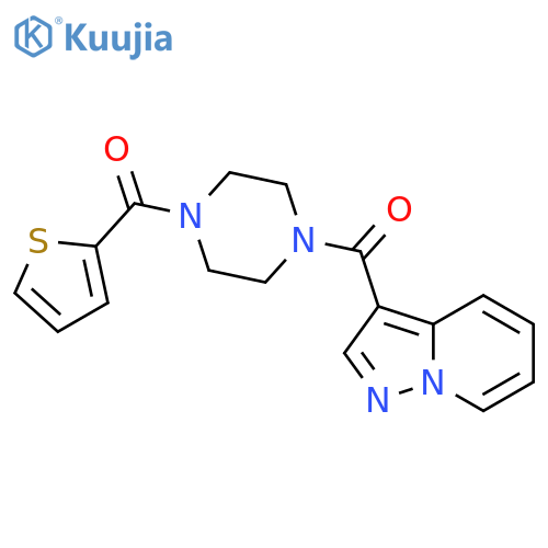 1-{pyrazolo[1,5-a]pyridine-3-carbonyl}-4-(thiophene-2-carbonyl)piperazine structure