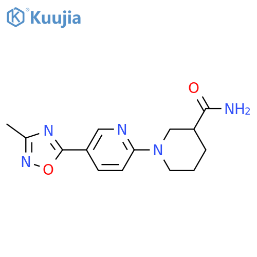 1-5-(3-methyl-1,2,4-oxadiazol-5-yl)pyridin-2-ylpiperidine-3-carboxamide structure