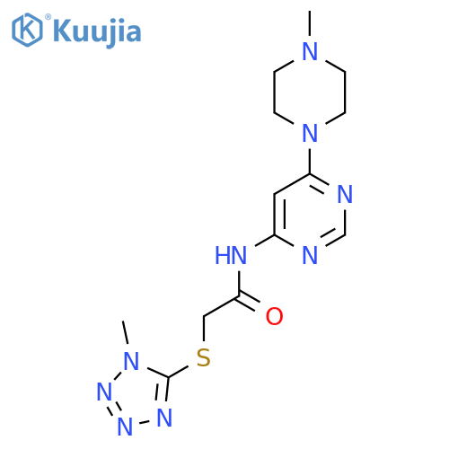 2-(1-methyl-1H-1,2,3,4-tetrazol-5-yl)sulfanyl-N-6-(4-methylpiperazin-1-yl)pyrimidin-4-ylacetamide structure